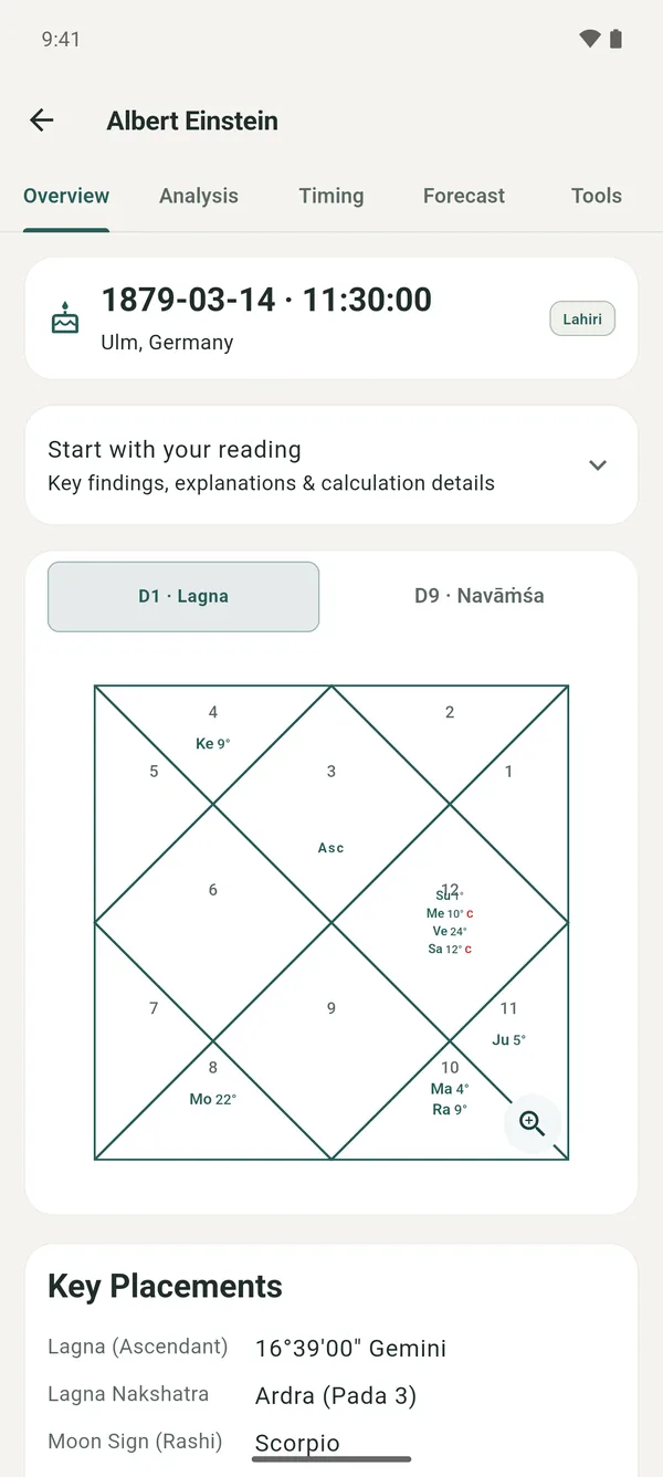 The Charts screen in the AstroMaster Android app